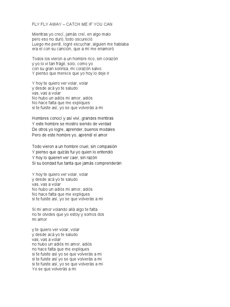 Fly Fly Away Catch Me If You Can PDF