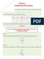 Guía No. 5 Ecuaciones Multiplicativas: Ecuación Multiplicativa