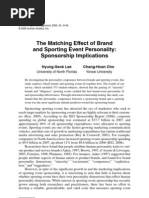 The Matching Effect of Brand and Sporting Event Personality - Sponsorship Implications