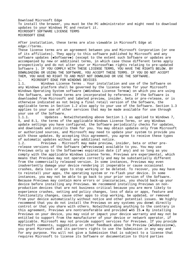 Microsoft Edge License Terms Overview | PDF | Arbitration | Microsoft ...