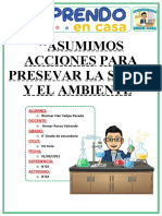 Asumimos Acciones para Presevar La Salud Y El Ambiente": Alumno: Docente: Grado: Ciclo: Fecha: Experiencia: Actividad