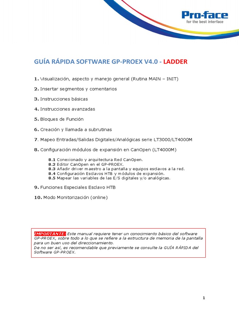 Guía Rápida GP-PROEX V4.0: Ladder | PDF | Programa de computadora ...