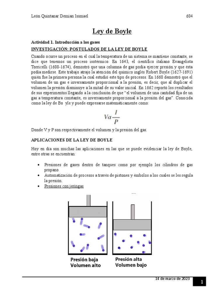 Ley de Boyle | PDF | Gases | Ciencias fisicas