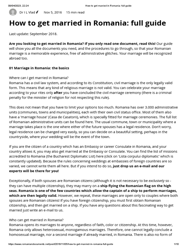 Getting Married in Romania: A Guide | PDF | Identity Document | Marriage