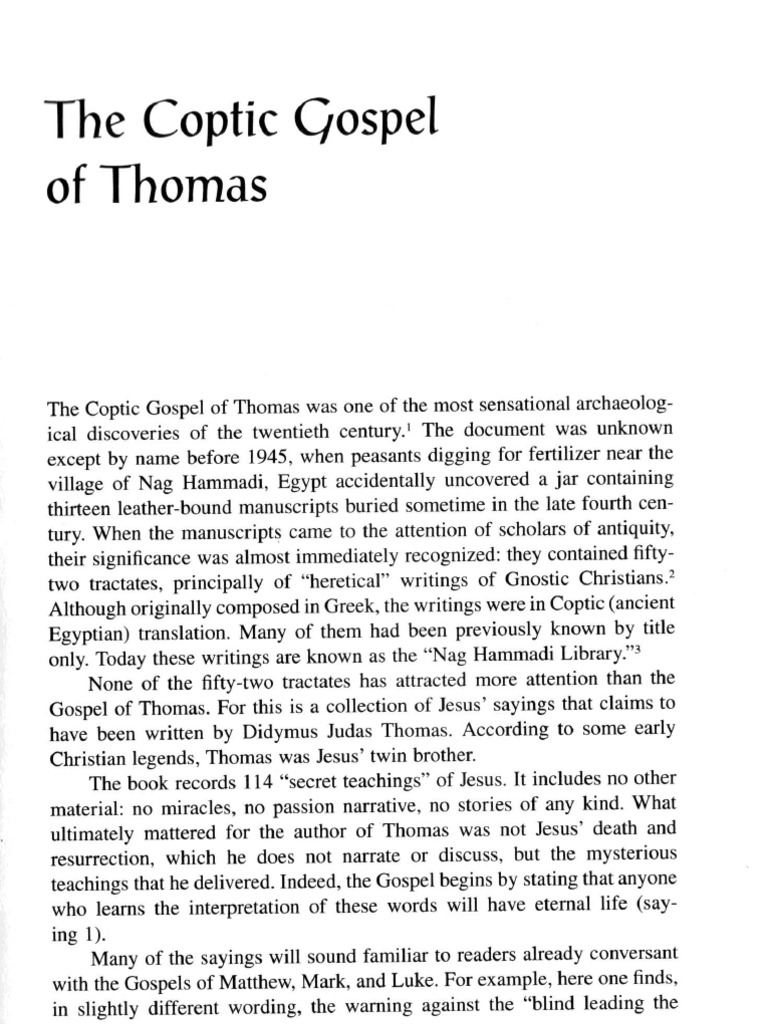 Coptic Gospel of Thomas | PDF | Gospel Of Thomas | Gospels