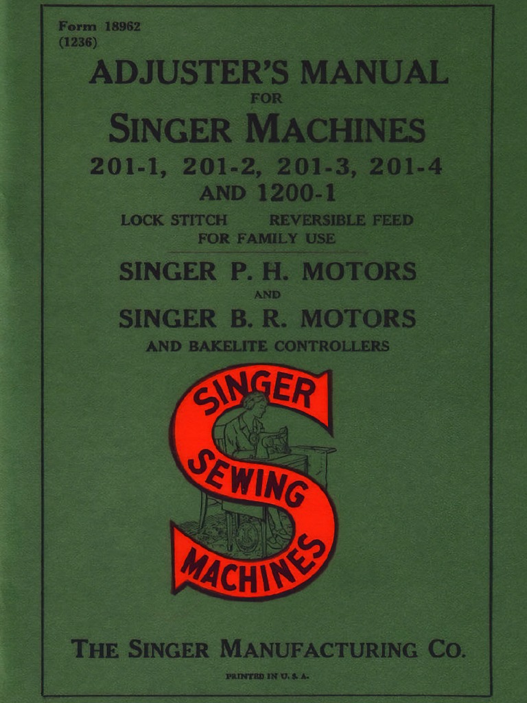 Singer 201 Adjusters Manual PDF PDF Electrical Connector Machines