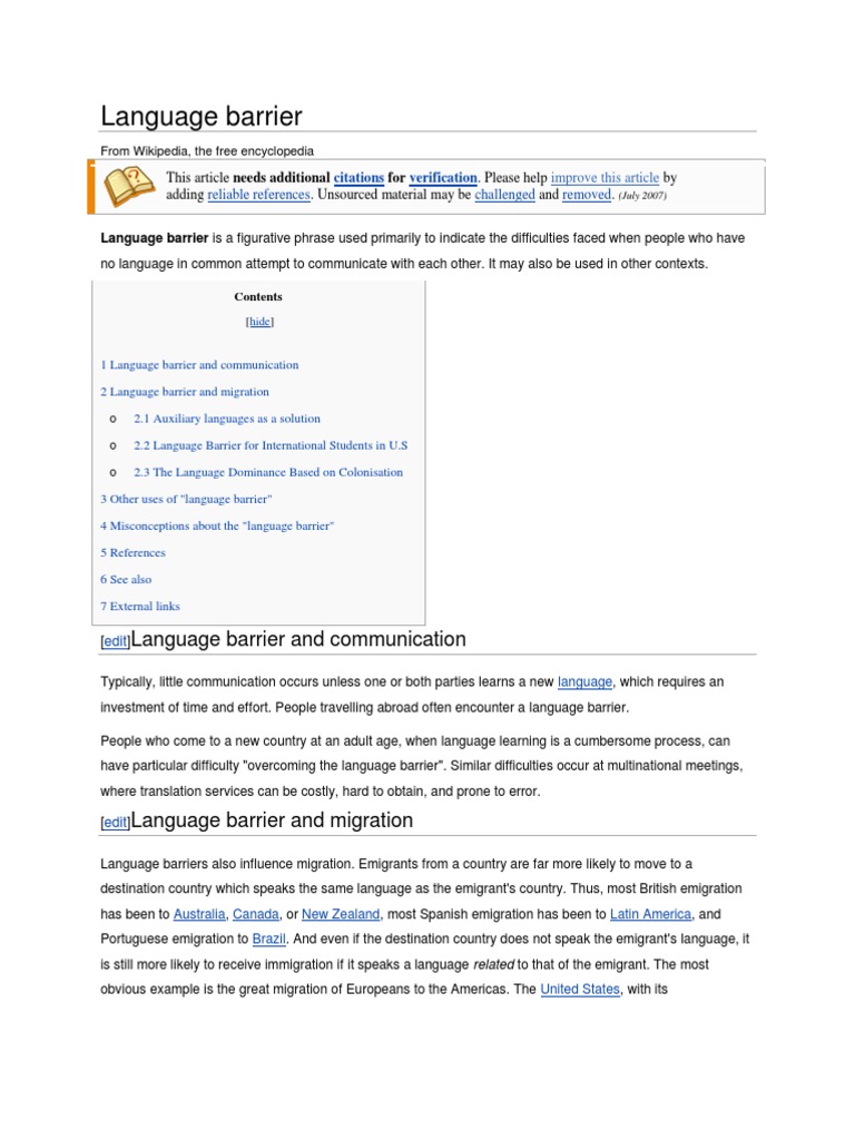 Understanding Language Barriers | PDF | Languages | Language Arts ...