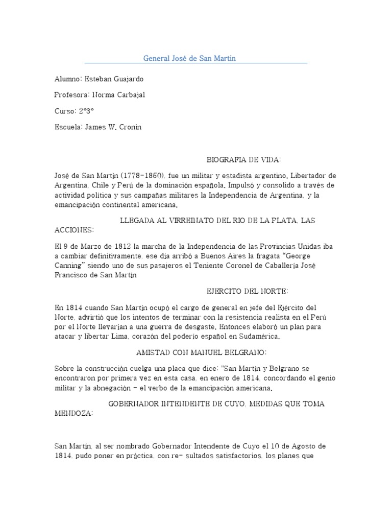 General José de San Martin | PDF | Militar | América del Sur
