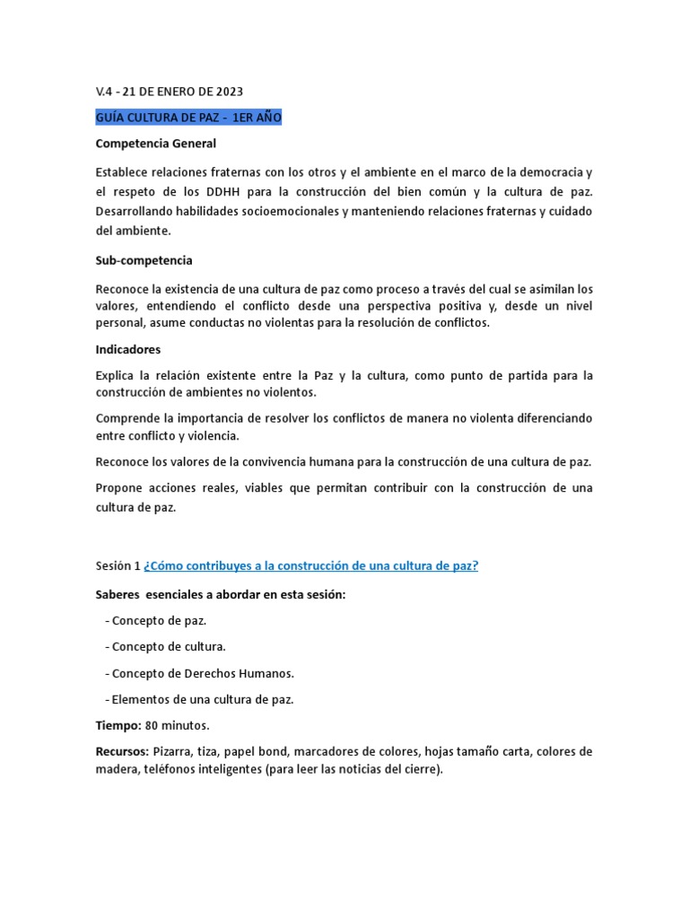 Actividades para Fomentar la Cultura de Paz | PDF | Violencia | Paz