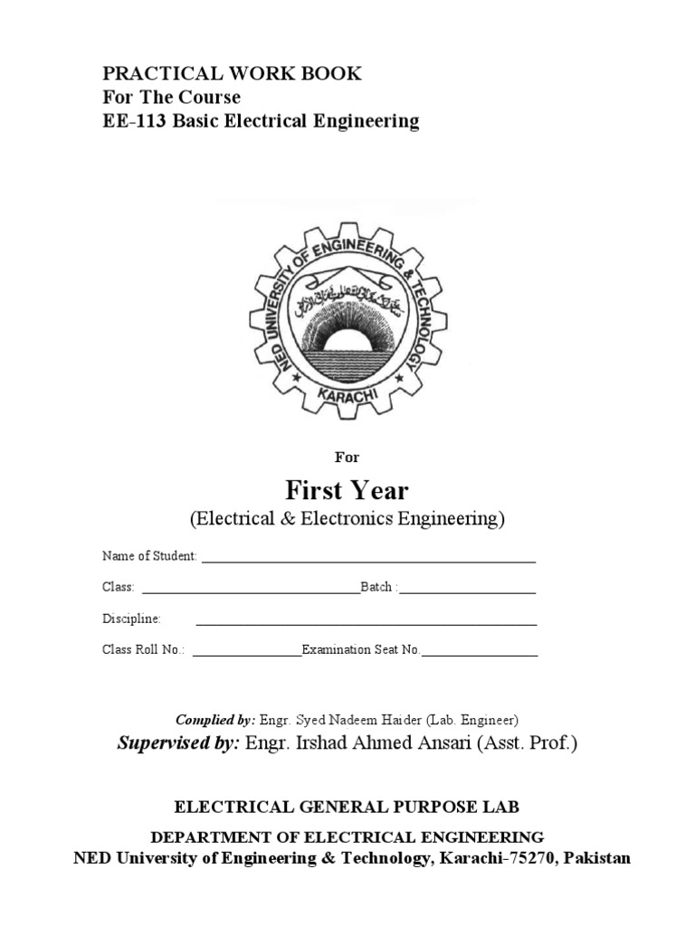 Basic Electrical Engineering Lab Manual Electrical Impedance Series