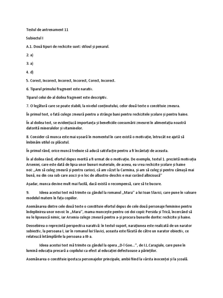Testul de Antrenament 11 | PDF