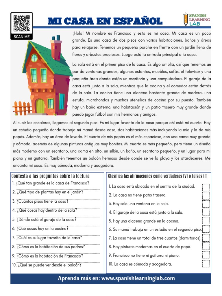 Mi Casa en Espanol Lectura Ejercicios This Is My House in Spanish PDF
