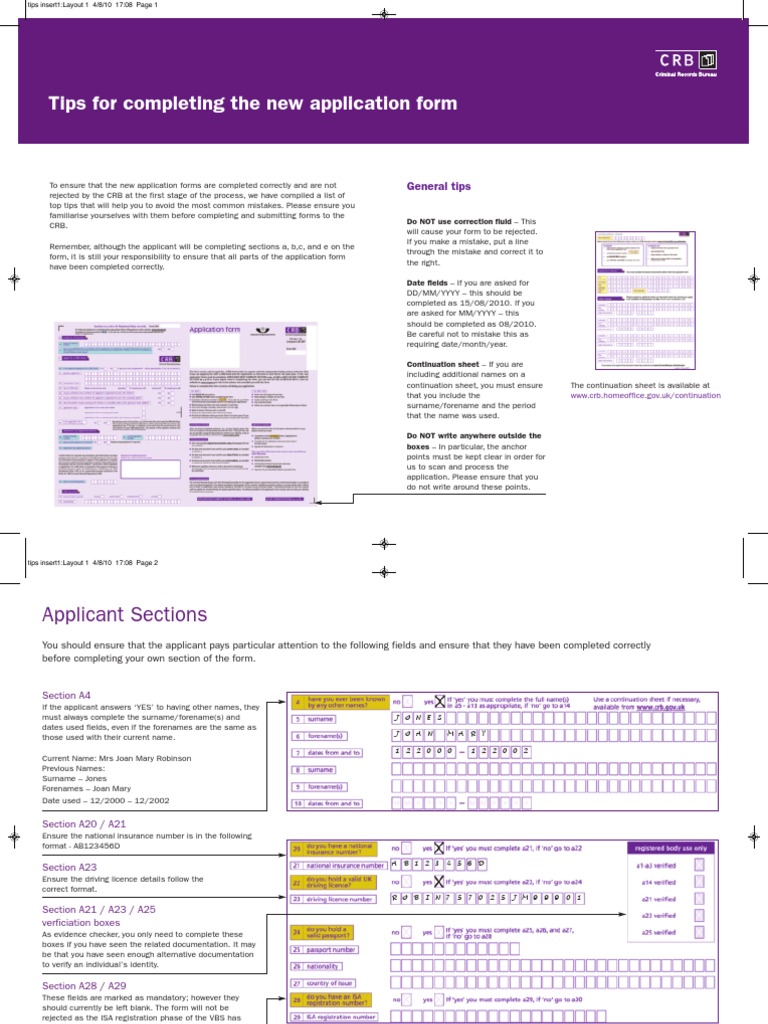 CRB Form Completion Guide | PDF | Government | Computing And ...