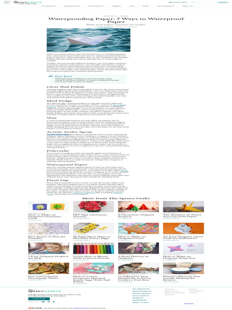 Waterproofing Paper 7 Ways To Waterproof Paper PDF Origami Wax