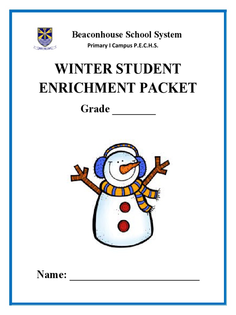 Winter Enrichment Packet Guide PDF Cognition Behavior Modification — free download