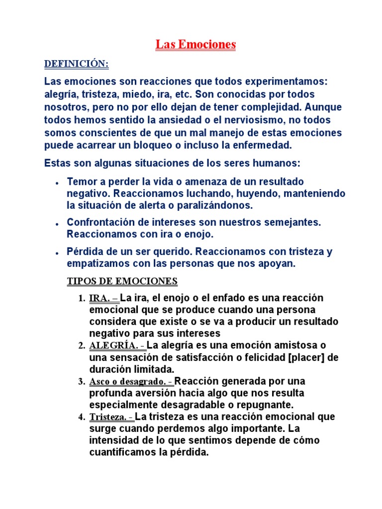Las Emociones | Descargar gratis PDF | Las emociones | Temor