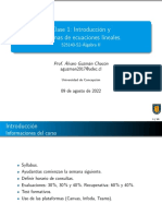 Clase 1: Introducción y Sistemas de Ecuaciones Lineales.: 525140-S2-Álgebra II