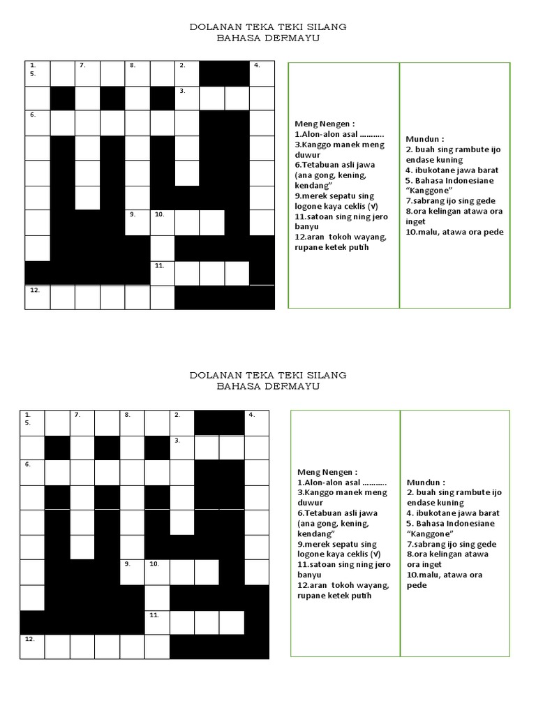 Dolanan Teka Teki Silang | PDF