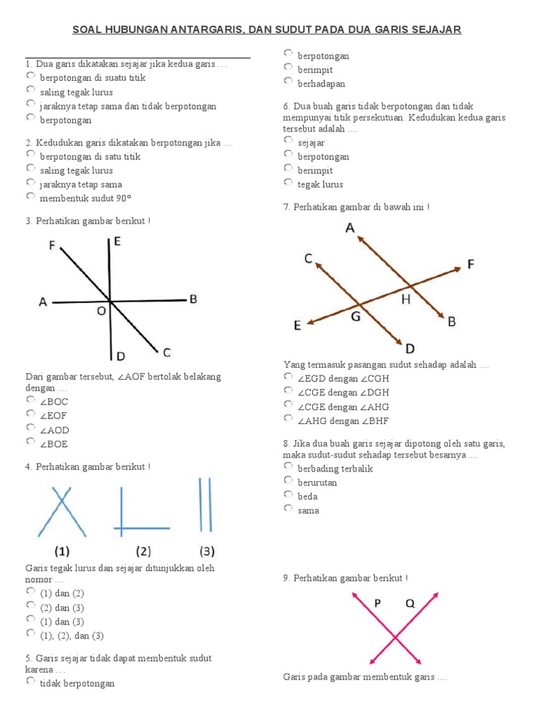 Mengenal Dunia Garis: Hubungan Dua Garis yang Mengasyikkan untuk Siswa Kelas 4 SD