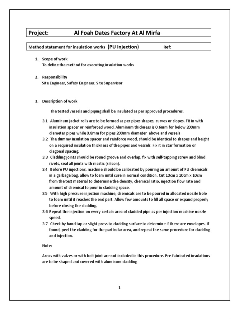 Method Statement Insulation