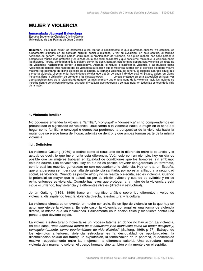 Análisis de la Violencia de Género y su Contexto | PDF | La violencia ...