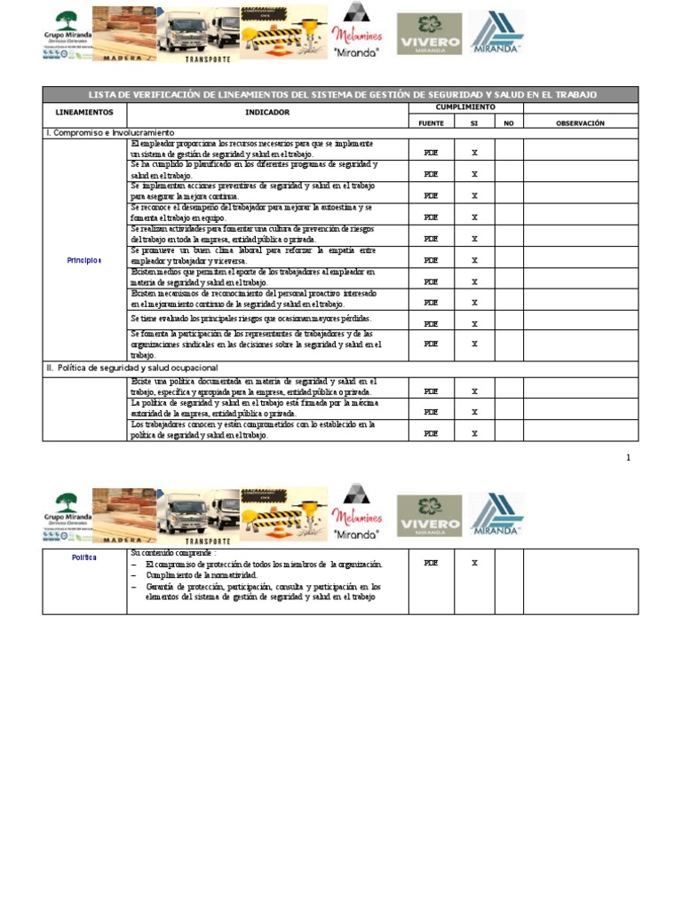 Evaluación de Linea Base Al Sistema de Gestión de SST Acorde A La RM ...