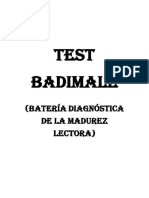 Test Test Badimale Badimale: Batería Diagnóstica Batería Diagnóstica de La Madurez de La Madurez Lectora) Lectora)