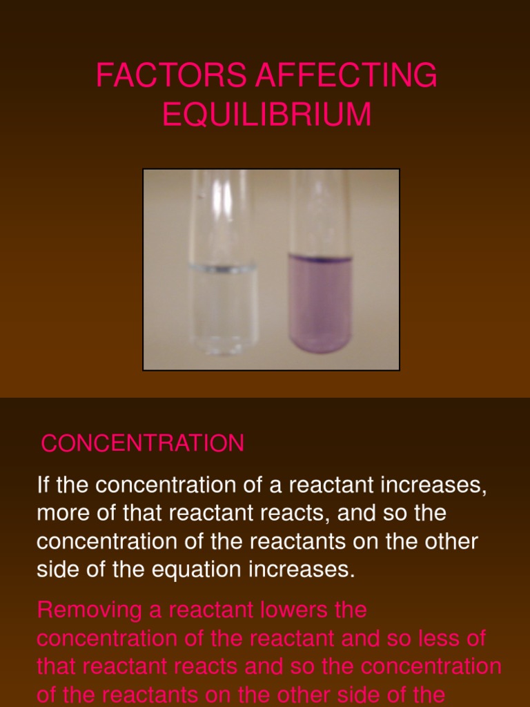 Factors Affecting Equilibrium PDF Chemical Equilibrium Chemical