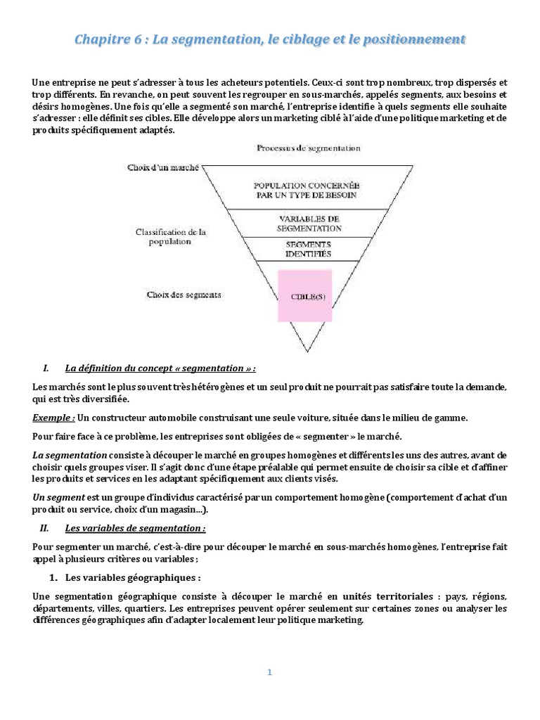 Segmentation, Ciblage et Positionnement | PDF | Segmentation (marketing ...