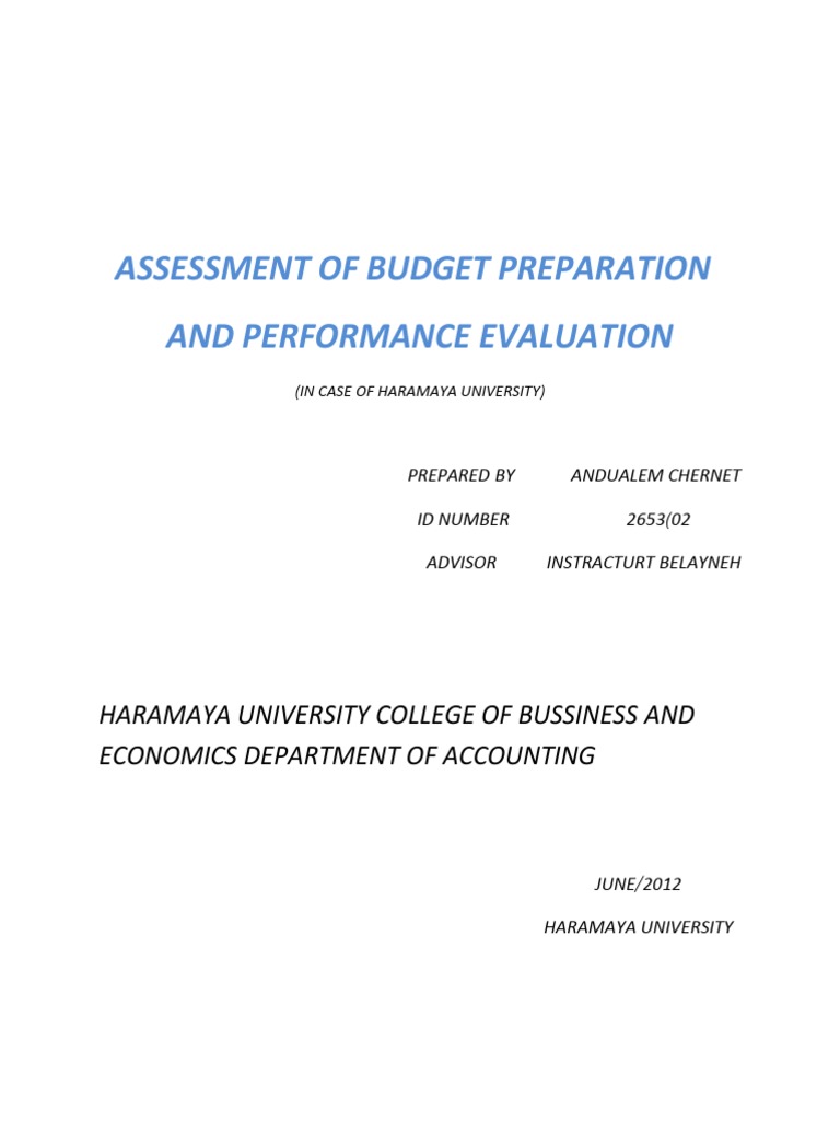 Econoassessment Of Budget Preparation And Performance Evaluation Pdf