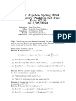 Linear Algebra Spring 2023 Homework Problem Set Five Due: 02:00 On 3/28/2023