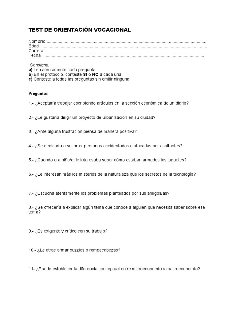 Test Vocacional | PDF