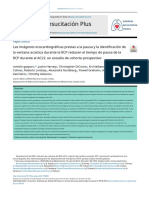 Echocardiographic prepause imaging and identifying the acoustic window during CPR reduces CPR pause time during ACLS.en.es