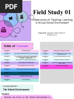 Field Study 01: Observation of Teaching-Learning in Actual School Environment