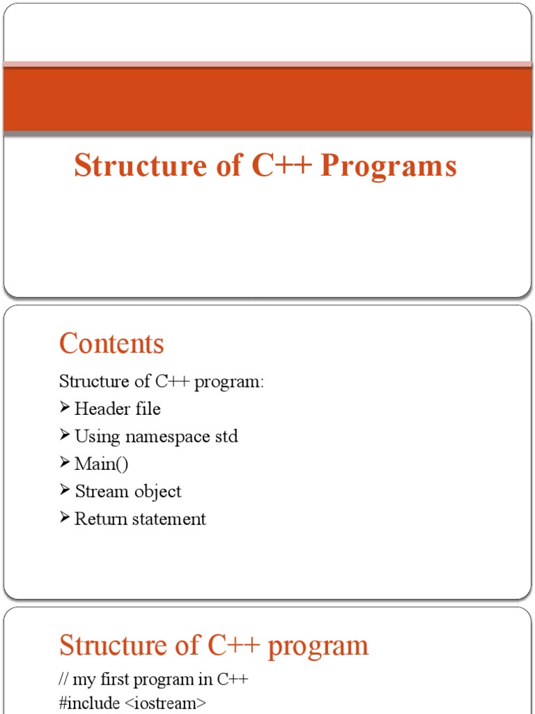 Structure of C++ Programs Structure of C++ Program | PDF | C++ ...