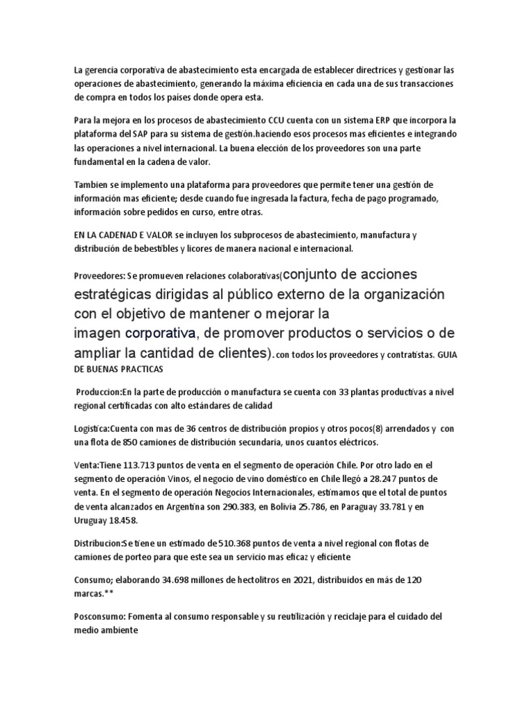 Mejora de la Cadena de Suministro CCU | PDF | Calidad (comercial ...