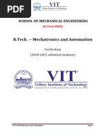 B.Tech. - Mechatronics and Automation: School of Mechanical Engineering