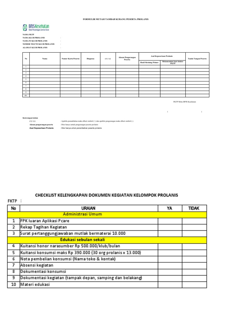 Format Kegiatan Kelompok Prolanis(3) | PDF