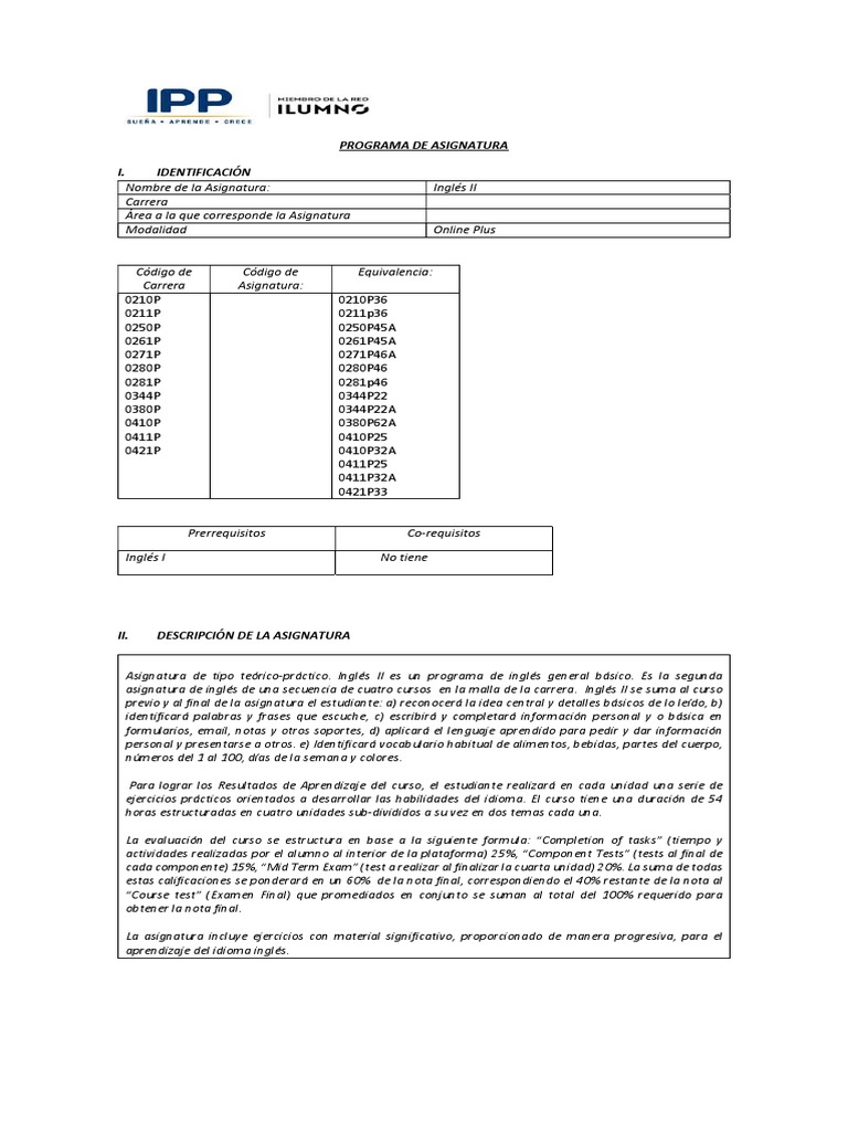 Inglés Básico II PDF Aprendizaje Gramática