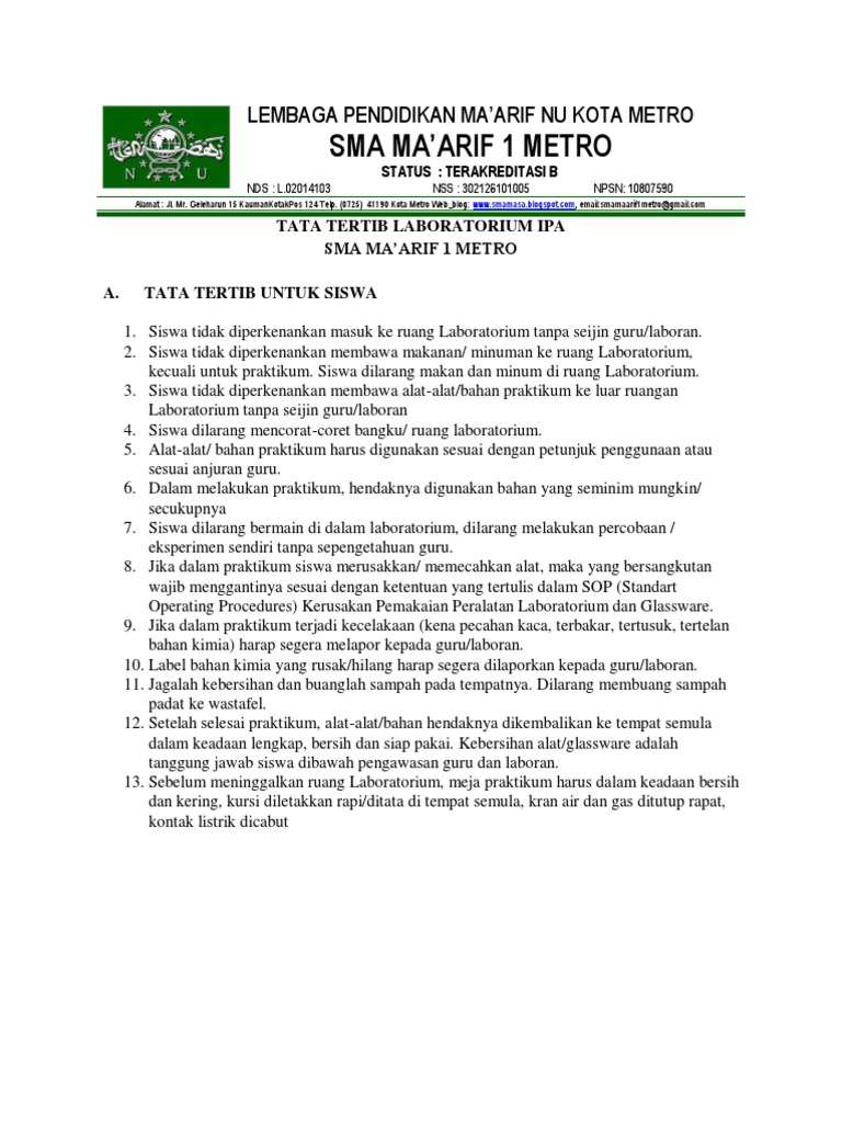 Tata Tertib Lab Ipa PDF