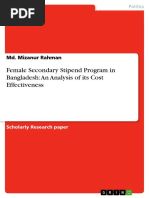 Female Secondary Stipend Program in Bangladesh:An Analysis of Its Cost Effectiveness