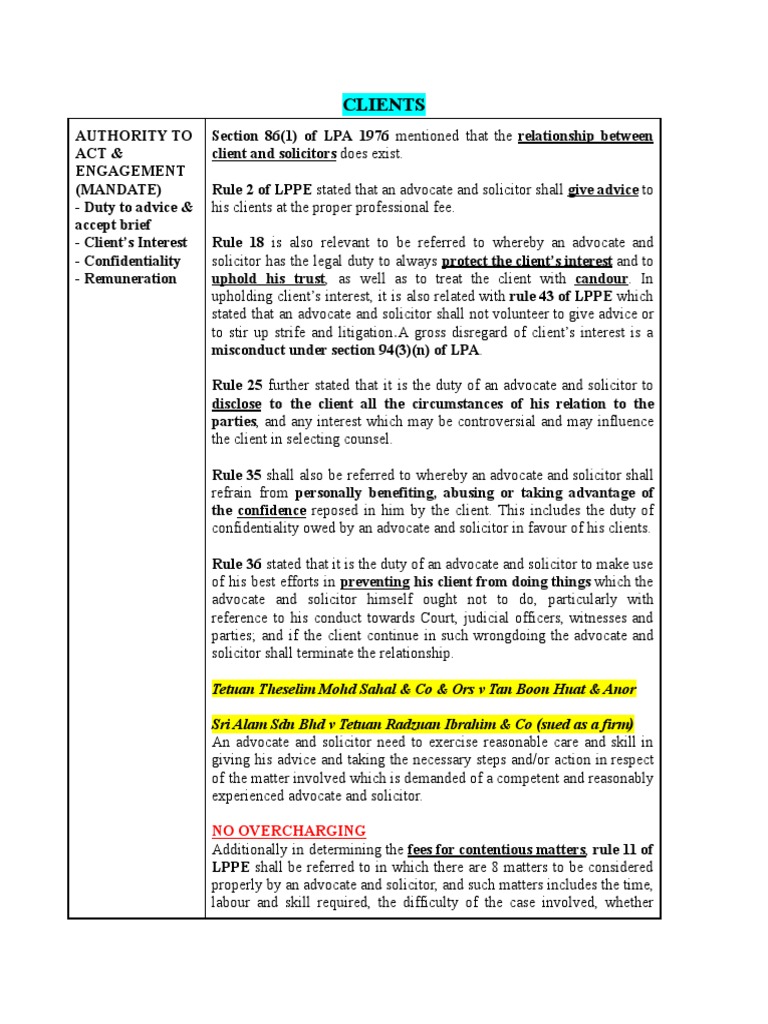 PE - Clients - Duties & Responsibilities | PDF | Negligence | Advocate