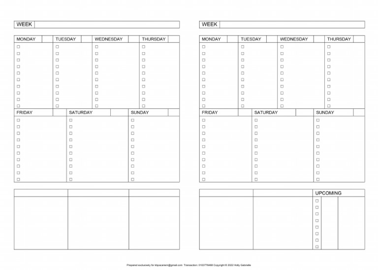 Weekly Plan Template PDF