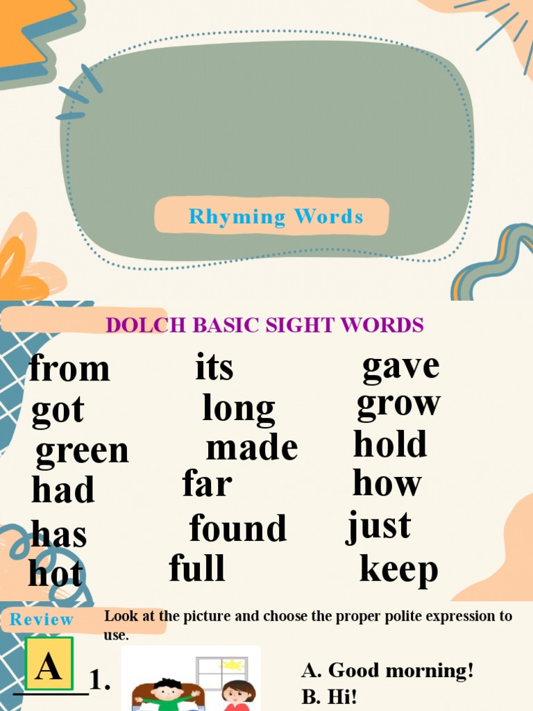 Polite Rhyming Words and Exercises | PDF | Language Arts & Discipline