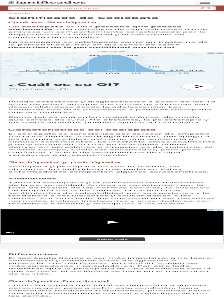 Significado de Sociópata (Qué Es, Concepto y Definición) Significados