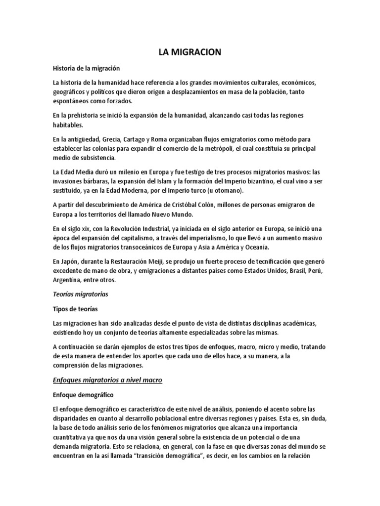 Evolución de la Migración Internacional | PDF | Migración humana ...