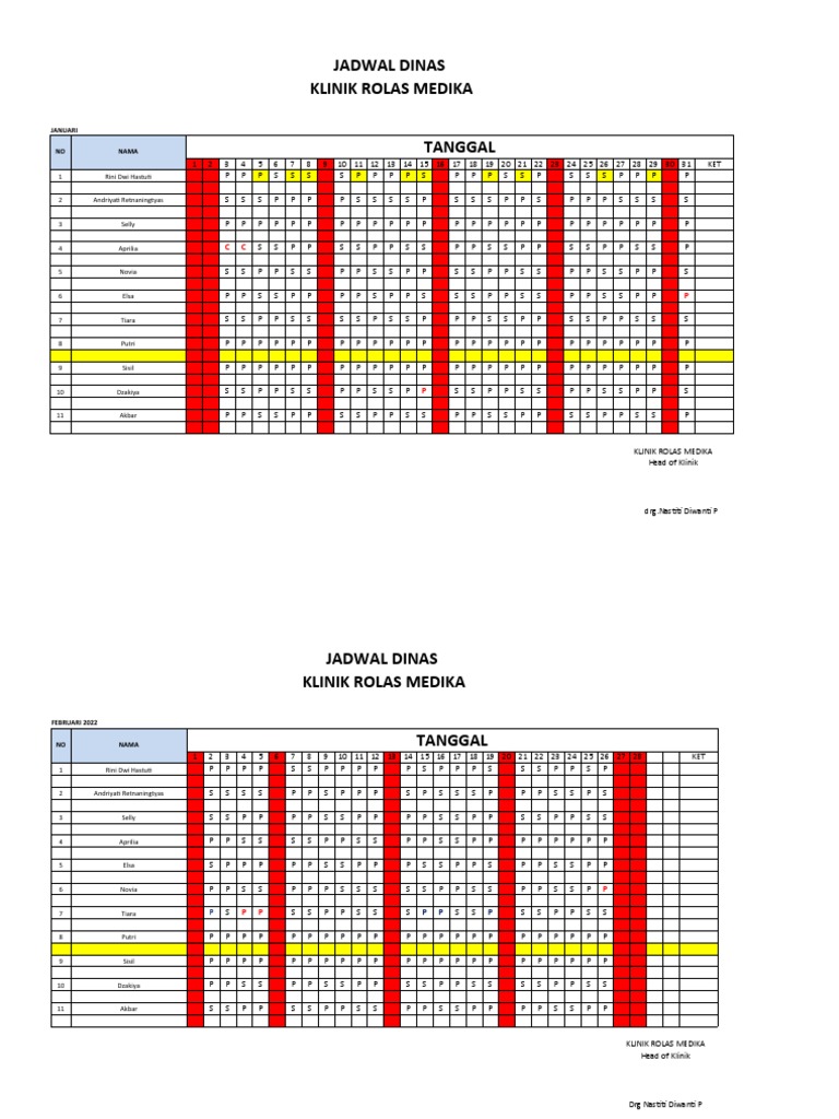 Jadwal Dinas 2022 | PDF