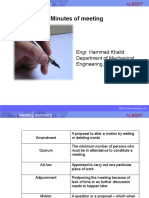 Minutes of Meeting: Engr. Hammad Khalid Department of Mechanical Engineering, KFUEIT