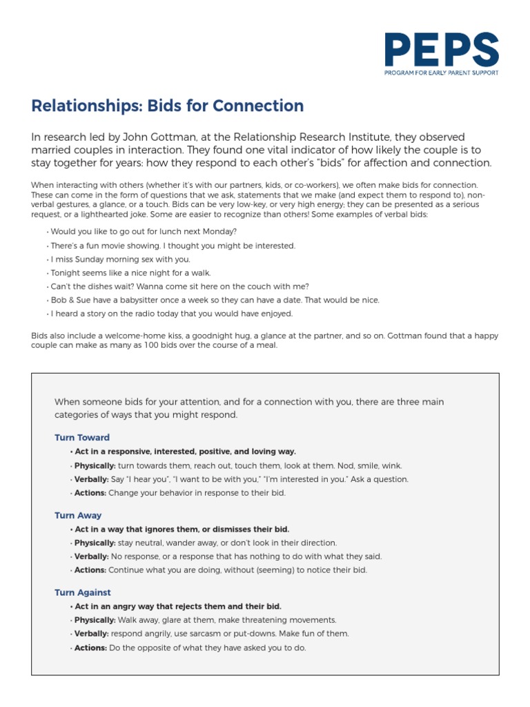Bids For Connection | PDF | Wellness | Lifestyle