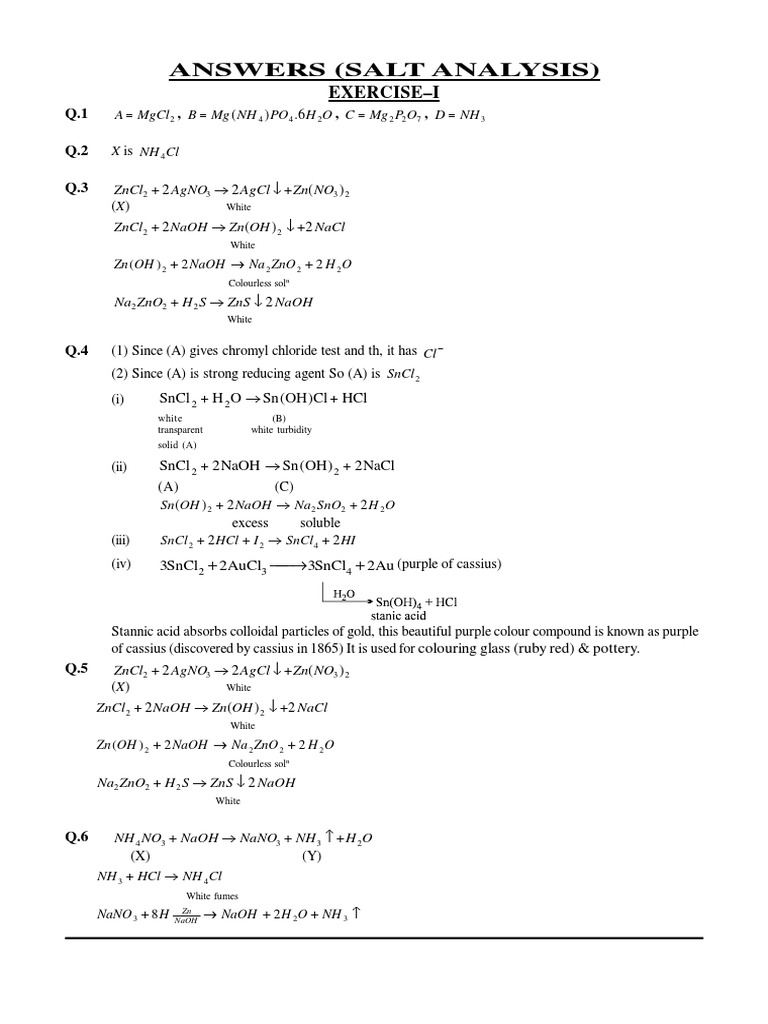 Solution of Salt Analysis-13th | PDF | Inorganic Chemistry | Sets Of ...